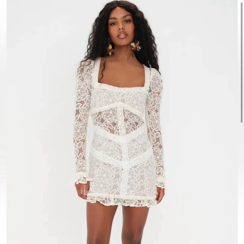 NEW FOR LOVE & LEMONS cleo mini dress in ivory - Picture 5 of 6